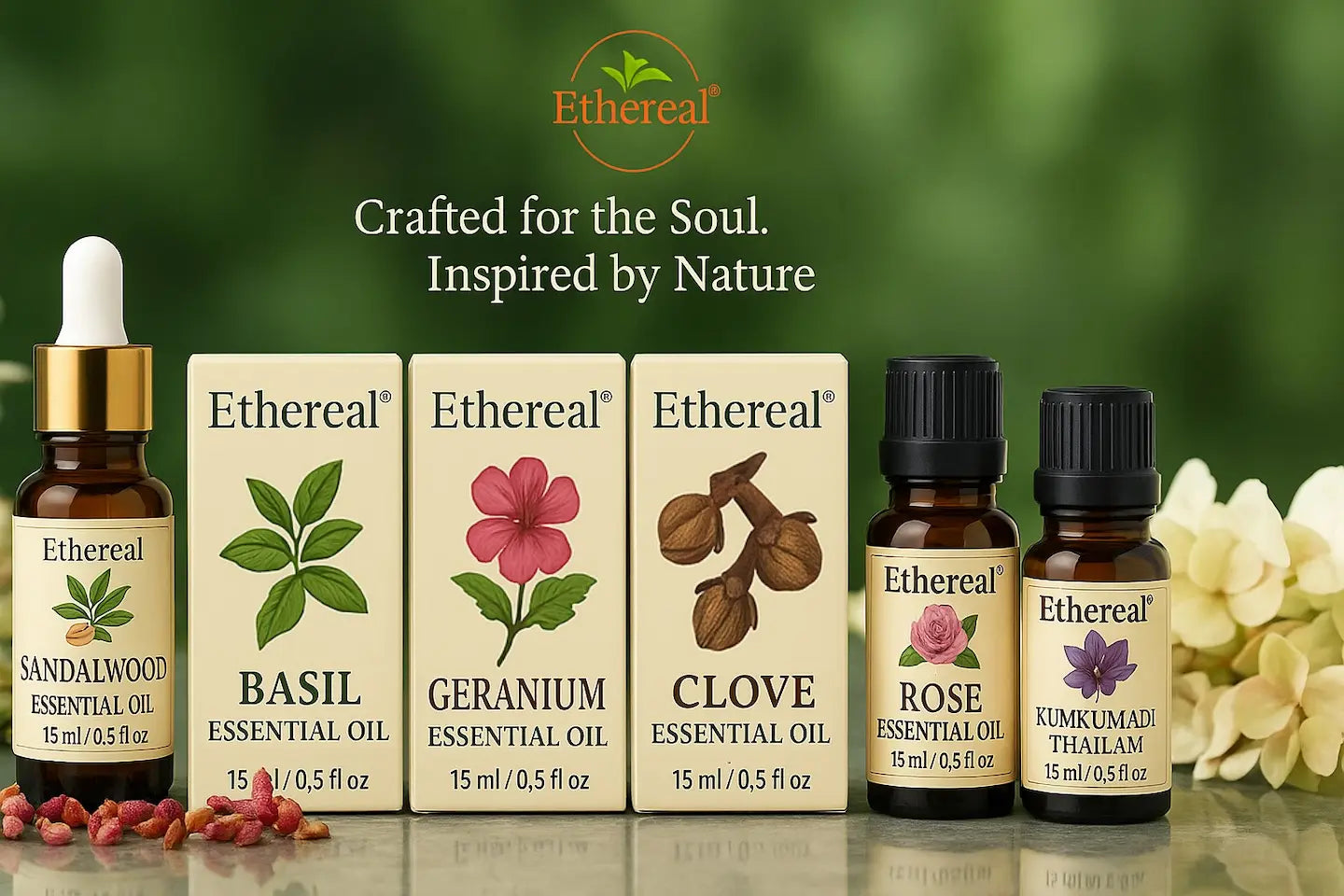 Ethereal Essential Oils collection — pure Ayurvedic aromatherapy oils